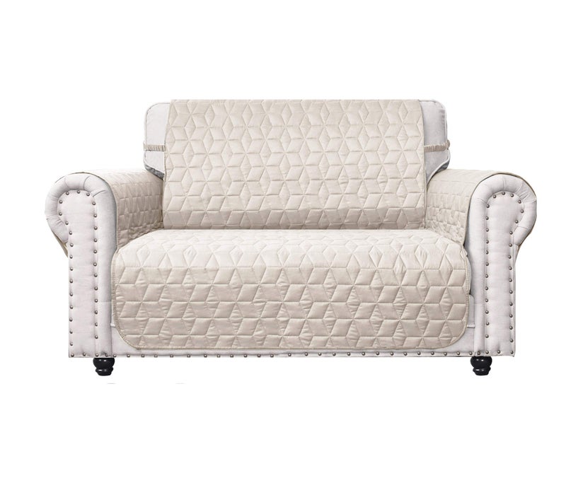 Ameritex Loveseat Cover WaterResistant Quilted Furniture Protector with Back Nonslip Paws Slipcover for Dogs Kids Pets Loveseat Slipcover Stay in Place for Leather Beige 54