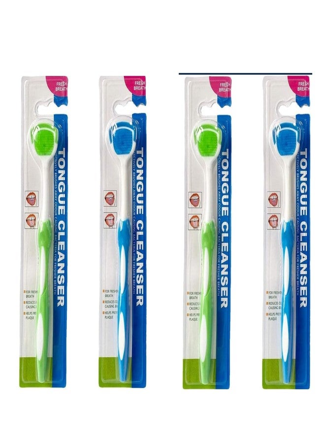 Aparonz Tongue Brush, Tongue Scraper, Tongue Cleaner Helps Fight Bad Breath, Professional Tongue Brush for Freshing Breath, 4 Tongue Scrapers - Colors May Vary (PACK Of 4) - Image 1