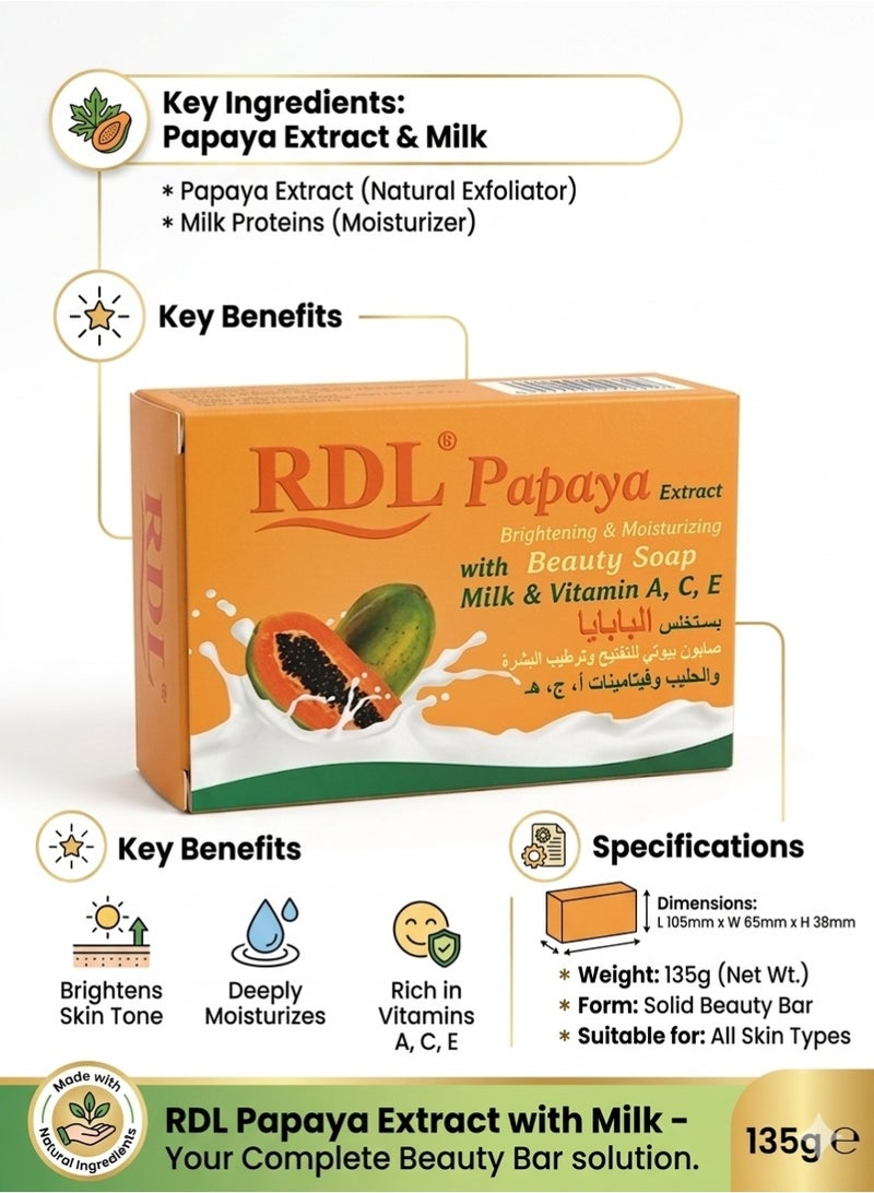 ار دي ال صابون تفتيح البشرة بحليب البابايا 128 جرام - Image 4