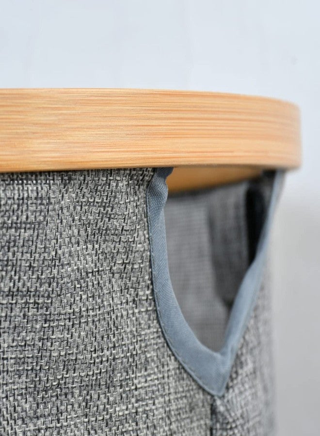 TIB Laundry Basket for Dirty Clothes | Foldable laundry basket for Dirty Clothes | 4 Wooden Sticks for Support | Laundry Basket 50 Liter - Grey - Image 4