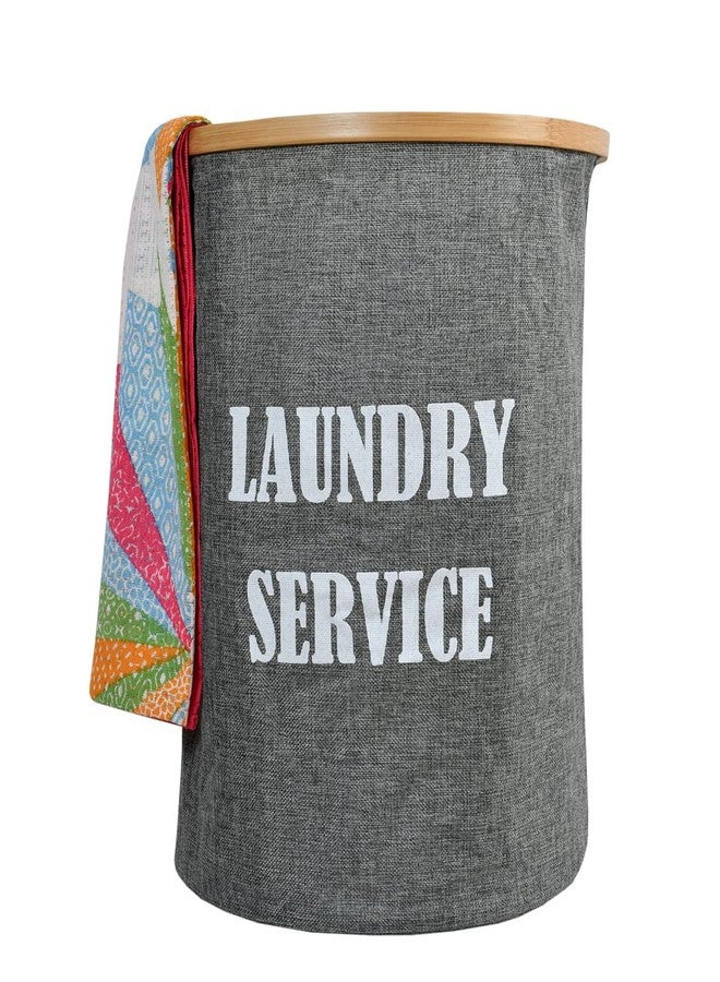 TIB Laundry Basket for Dirty Clothes | Foldable laundry basket for Dirty Clothes | 4 Wooden Sticks for Support | Laundry Basket 50 Liter - Grey - Image 1