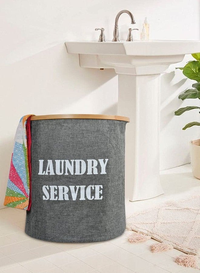TIB Laundry Basket for Dirty Clothes | Foldable laundry basket for Dirty Clothes | 4 Wooden Sticks for Support | Laundry Basket 50 Liter - Grey - Image 2