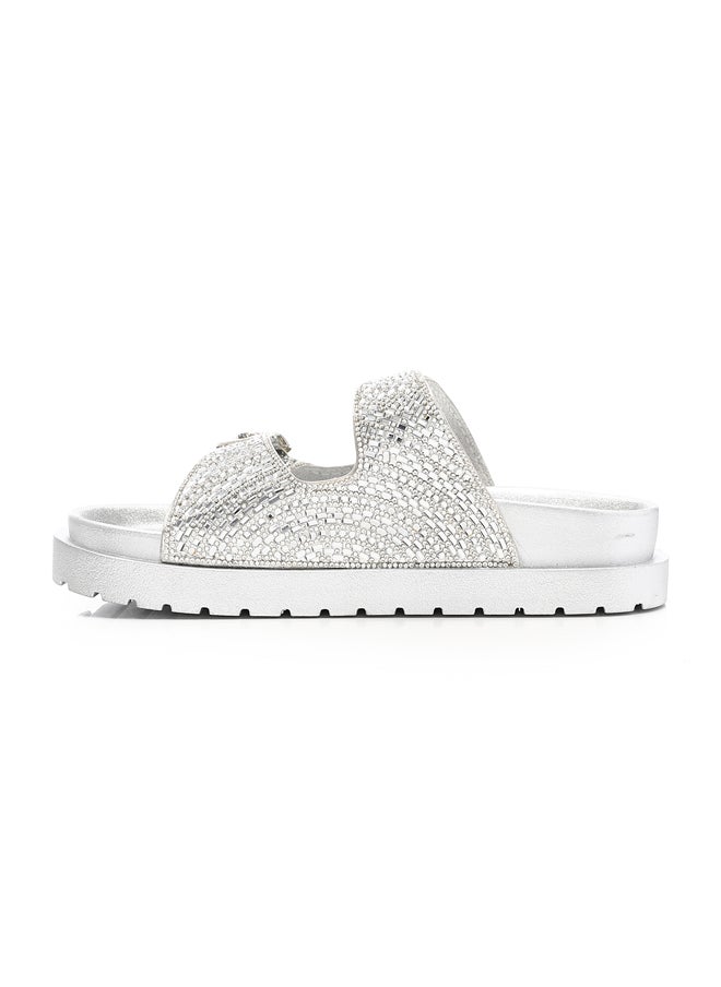 DejaVu Decorated Double Strapped Flat Slippers  - Image 4