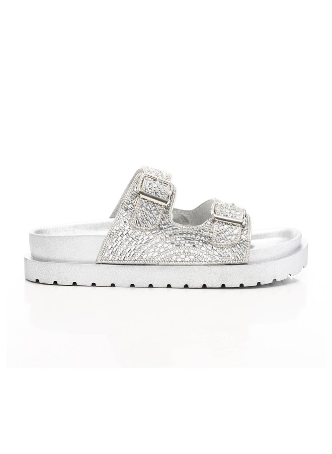 DejaVu Decorated Double Strapped Flat Slippers  - Image 2