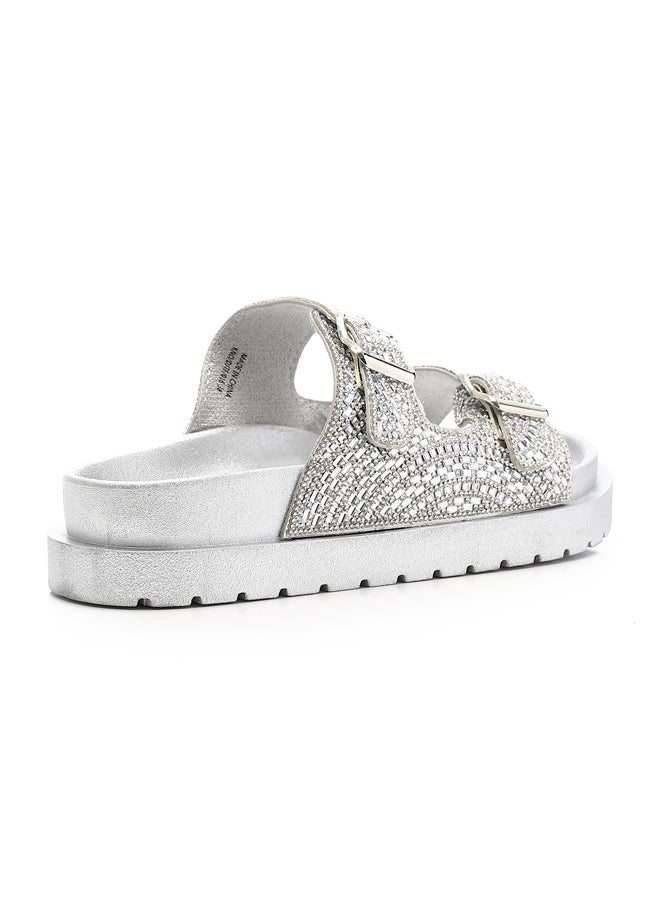 DejaVu Decorated Double Strapped Flat Slippers  - Image 3