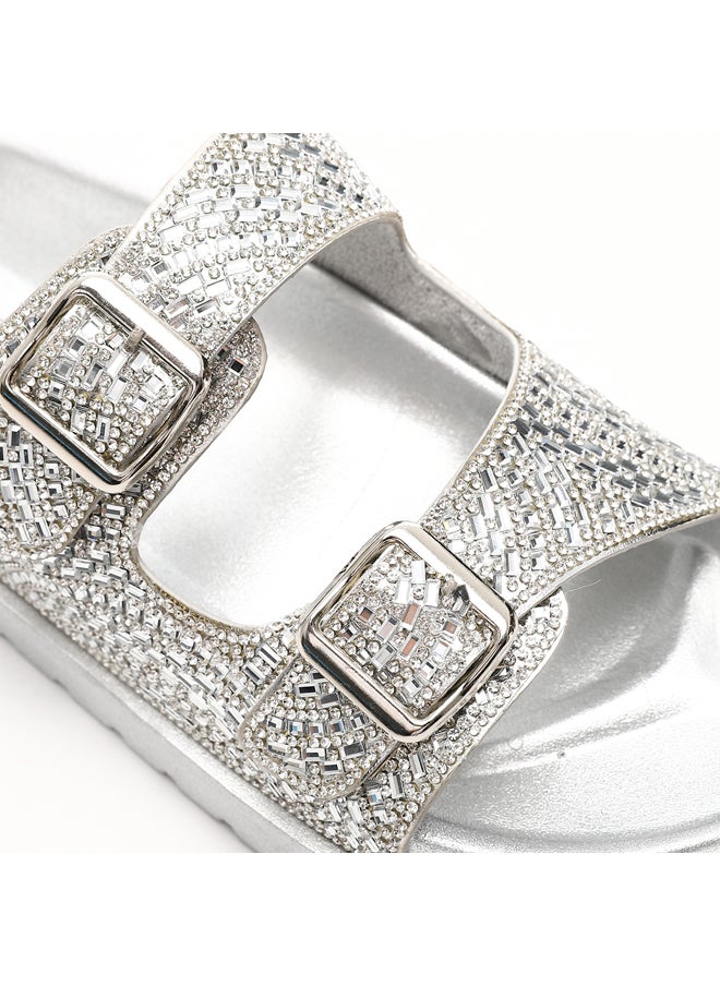 DejaVu Decorated Double Strapped Flat Slippers  - Image 5