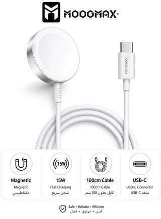 Watch Wireless charging cable for smartwatch supports Apple Watch Galaxy Watch and Huawei 15W white color brand Apple Watch cable watch cable Type-C smartwatch charging cable Huawei watch charger cable iPhone watch charger cable wireless watch charger cable Galaxy watch charger Type-C watch charging cable - view 3