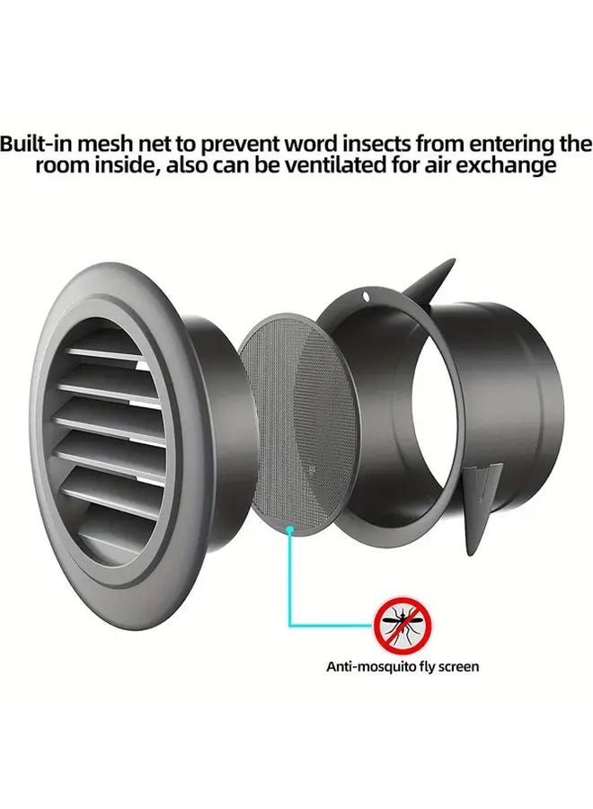 Black 4 Inch Round Soffit Vent Cover with Fly Screen Easy Installation - Image 3