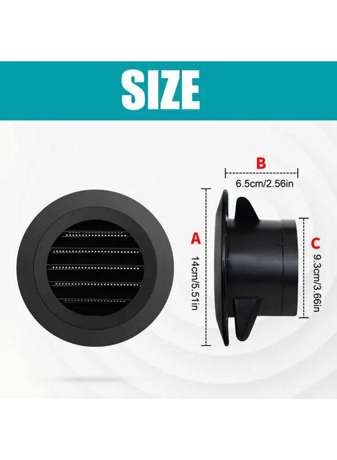 Black 4 Inch Round Soffit Vent Cover with Fly Screen Easy Installation - Image 4
