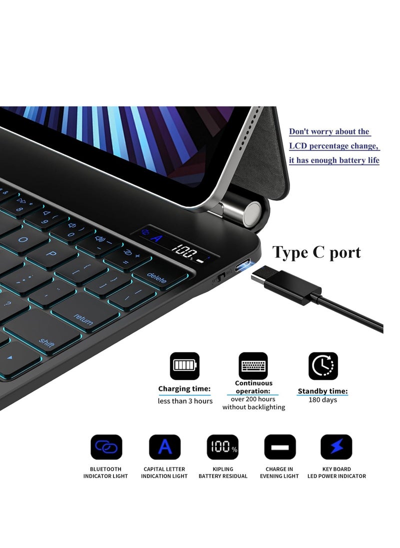 QPHWHFQ - 【English】Magic Keyboard for Samsung Galaxy Tab S10 FE/ S9 FE 10.9 inch & S9/ S8/ S7 11 inch, Samsung Tab Keyboard Case, Multi-Touch Trackpad, LCD Display, 7 Backlight Colors - Image 1