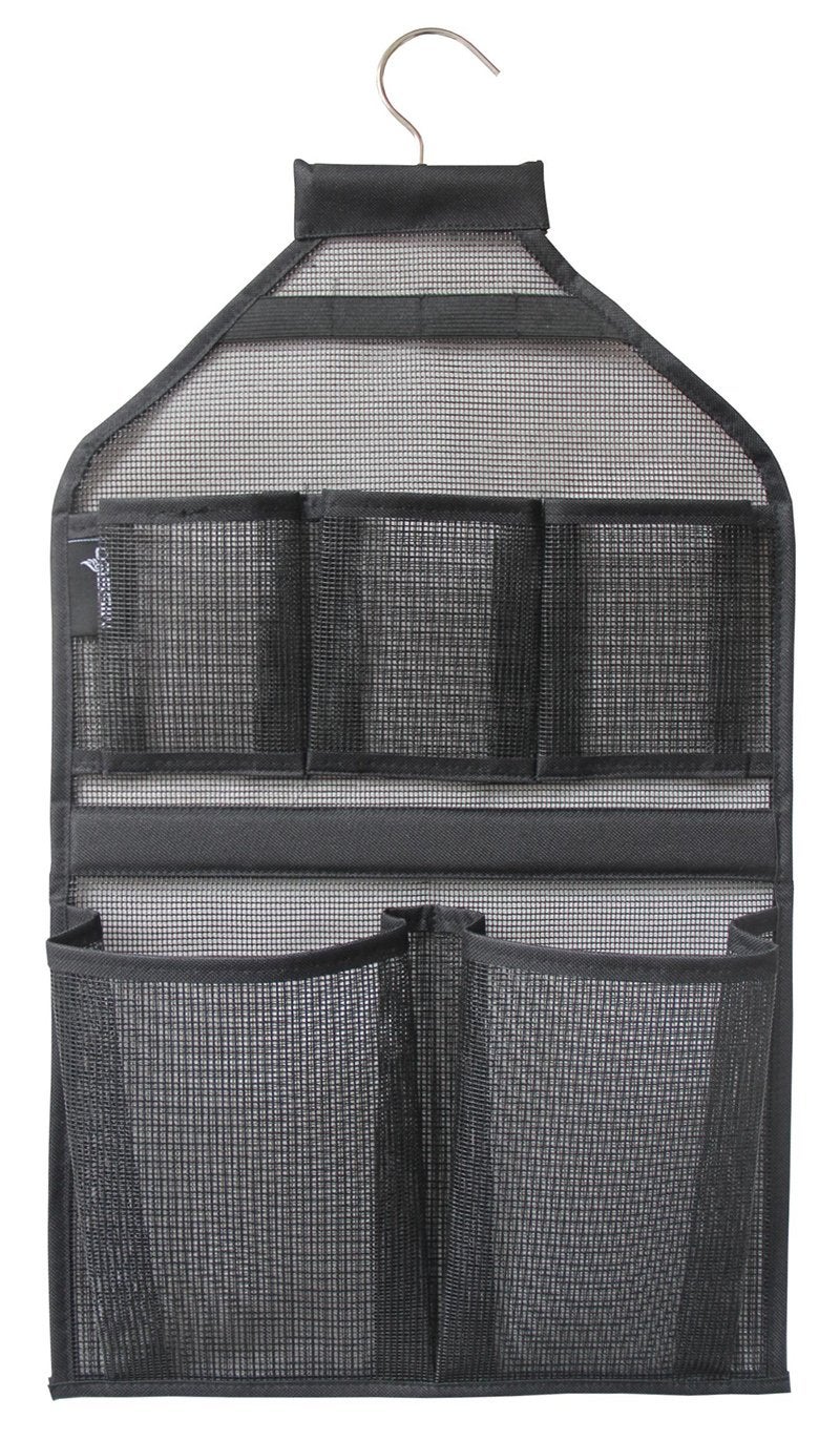 MISSLO Bathroom Shower Organizer Mesh Hanging Shower Caddy with Rotatable Hanger (Black) - Image 1