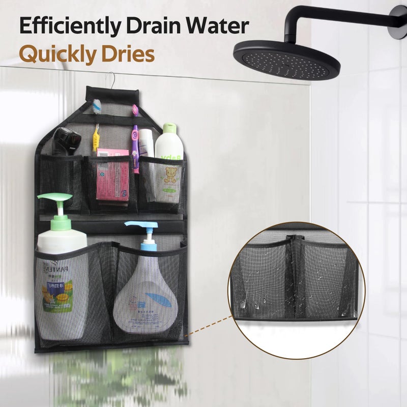 MISSLO Bathroom Shower Organizer Mesh Hanging Shower Caddy with Rotatable Hanger (Black) - Image 5