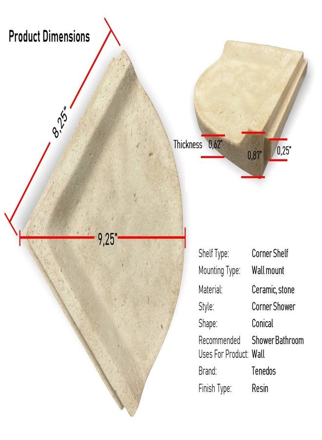 Tenedos Premium Quality Classic Cream Travertine Resin Corner Shelf - Not for Flat Surface Installation - Image 2