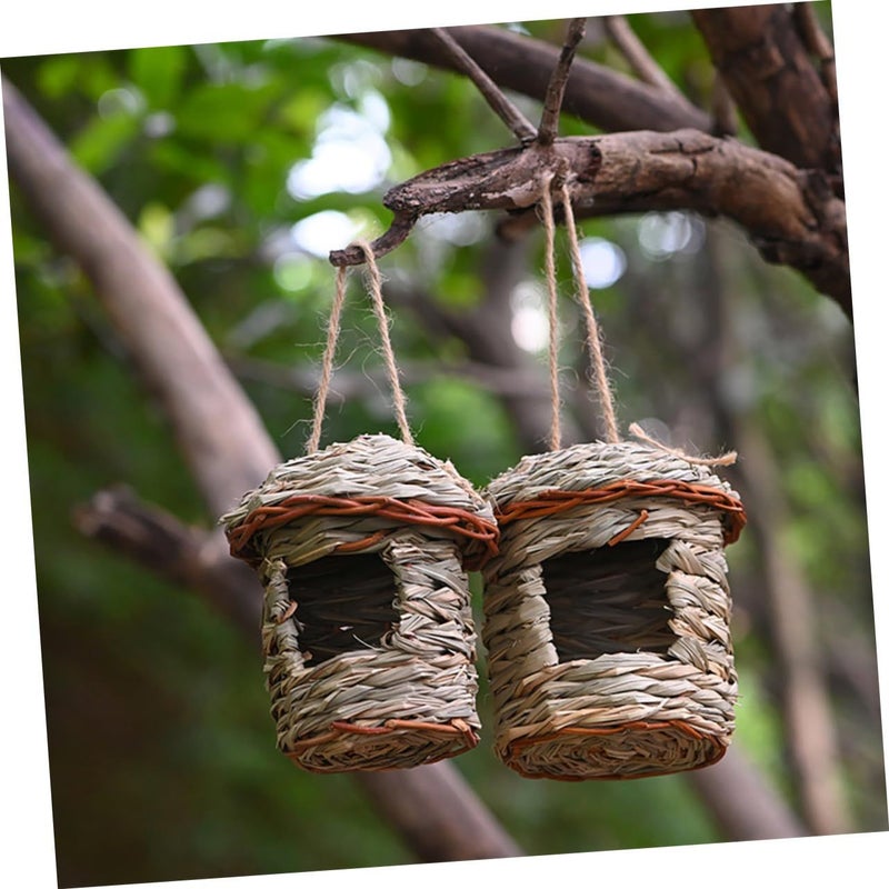 Abaodam Natural Grass and Rattan Hanging Woven Bird Nest House - Durable Garden Patio Decoration - Image 4