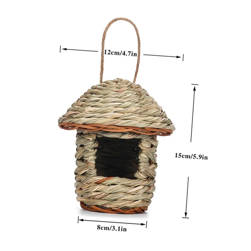 Abaodam Natural Grass and Rattan Hanging Woven Bird Nest House - Durable Garden Patio Decoration - Image 3