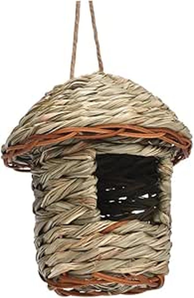 Abaodam Natural Grass and Rattan Hanging Woven Bird Nest House - Durable Garden Patio Decoration - Image 1
