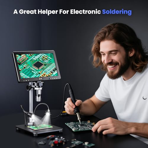 Hayve DM13 10.1 Inch LCD Digital Microscope, 16MP 2000X HD IPS Soldering Microscopes for Adults, Electronics Repair, Coin Microscope Magnifier for Error Coins with Screen, 10 LED Lights - Image 3