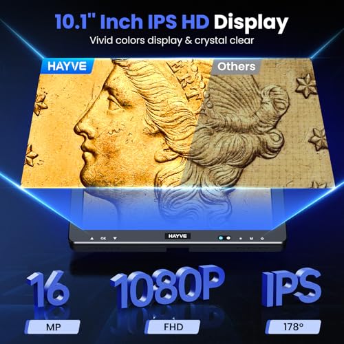 Hayve DM13 10.1 Inch LCD Digital Microscope, 16MP 2000X HD IPS Soldering Microscopes for Adults, Electronics Repair, Coin Microscope Magnifier for Error Coins with Screen, 10 LED Lights - Image 2