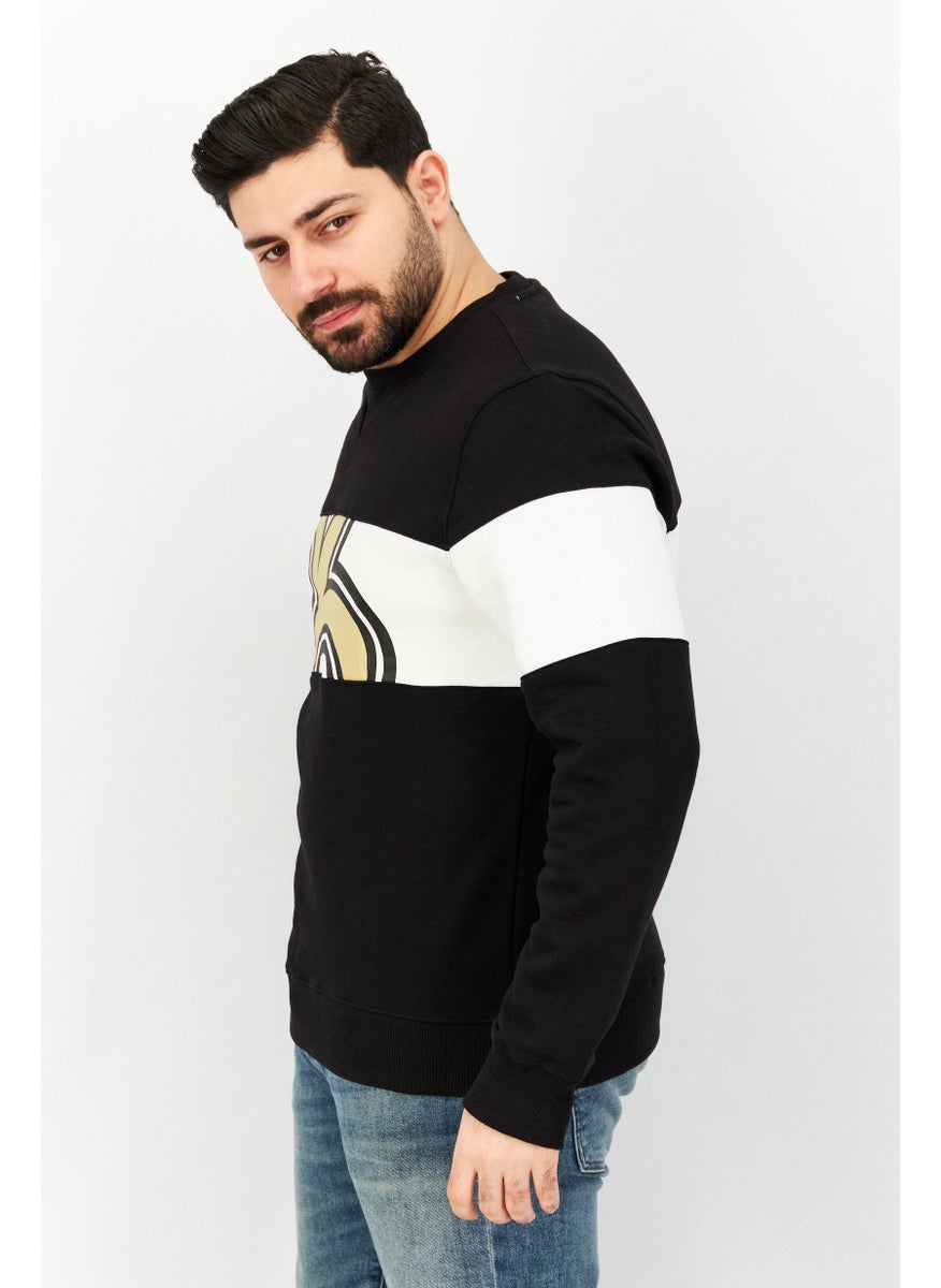 Fanatics - Men Crew Neck Long Sleeve Graphic Print Sweatshirt, Black Combo - Image 1