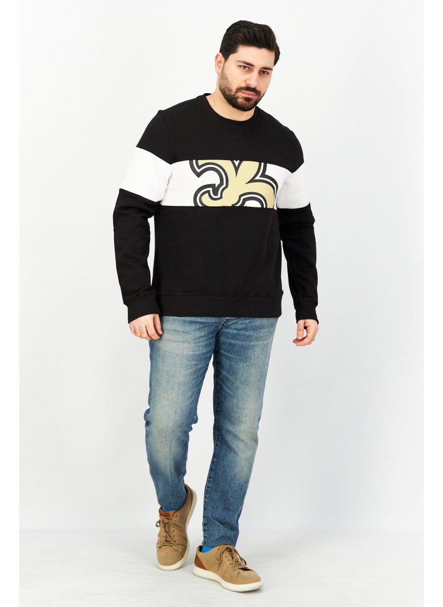 Fanatics - Men Crew Neck Long Sleeve Graphic Print Sweatshirt, Black Combo - Image 1