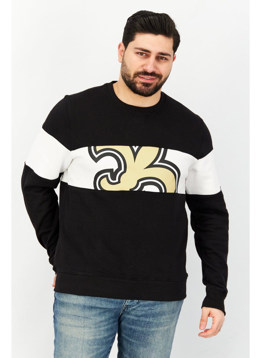Fanatics - Men Crew Neck Long Sleeve Graphic Print Sweatshirt, Black Combo - Image 1