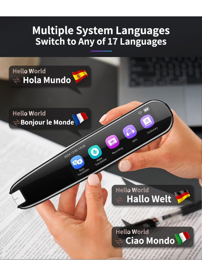 قلم المسح الضوئي والترجمة الذكي – يدعم أكثر من 112 لغة، بتقنية الذكاء الاصطناعي، مسح وقراءة النصوص، ترجمة فورية صوتية، قاموس مدمج، تسجيل الملاحظات، متوافق مع الكتب والشاشات - Image 4