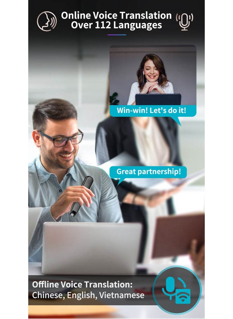 قلم المسح الضوئي والترجمة الذكي – يدعم أكثر من 112 لغة، بتقنية الذكاء الاصطناعي، مسح وقراءة النصوص، ترجمة فورية صوتية، قاموس مدمج، تسجيل الملاحظات، متوافق مع الكتب والشاشات - Image 5