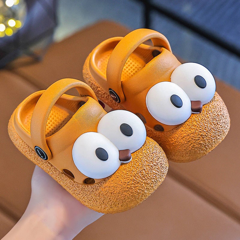 Babys Hole Shoes 1-year-old 3-year-old Indoor Waterproof Anti-collision Baotou Childrens Slippers Summer Boys and Girls Infants Hole Shoes PUMPKIN