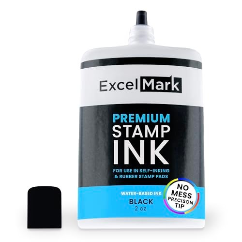 ExcelMark Self Inking Stamp Refill Ink - 2 oz. - Black Ink - Image 1