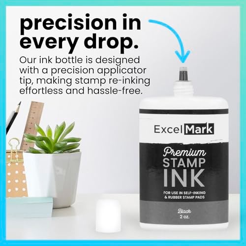 ExcelMark Self Inking Stamp Refill Ink - 2 oz. - Black Ink - Image 2
