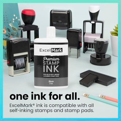 ExcelMark Self Inking Stamp Refill Ink - 2 oz. - Black Ink - Image 3