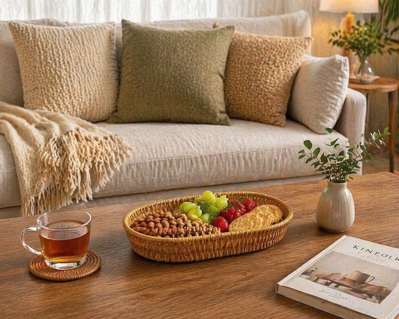 Hand Woven Basket, Multipurpose Basket, Natural Elegant Design, Suitable for Kitchen, Decoration, Gift (x) - Image 3