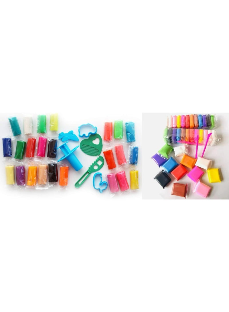 Set of 48 pcs of which 24 pcs modeling clay and 24 pcs soft air clay ideal for return gifts party favors and birthday party