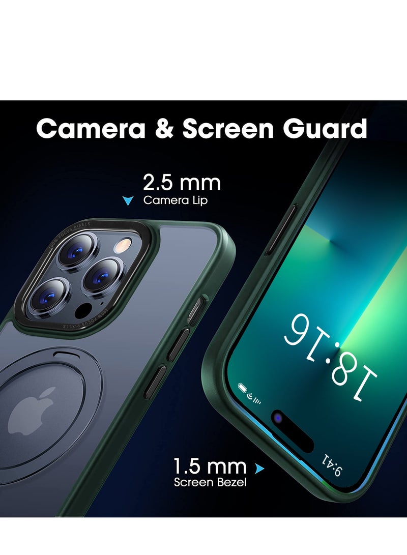 INFOSUN iPhone 14 Pro Max Case with Magnetic Invisible Stand Cover Shockproof and Anti-Yellow Slim Thin Translucent Matte Protective Magsafe Case for Apple iPhone 14 Pro Max 6.7 inch - Green - Image 5