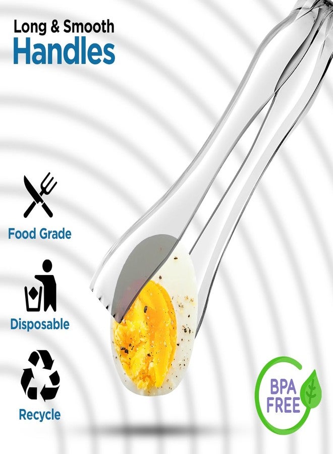 StarMar Clear Plastic Serving Utensils Four 10” Disposable Serving Spoons and Serving Forks, Four 6-1/2” Clear Plastic Serving Tongs, for Party, Buffet - Image 4