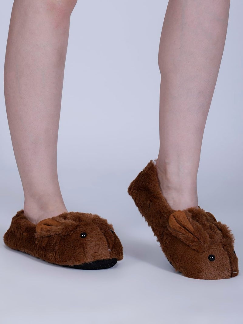 Dollar Women Anti-Slip Super Elastic Cotton Indoor Outdoor Floor Slipper Causal No Show Fur Slipper Socks In (Pack of 1), Brown, 6 UK - Image 2