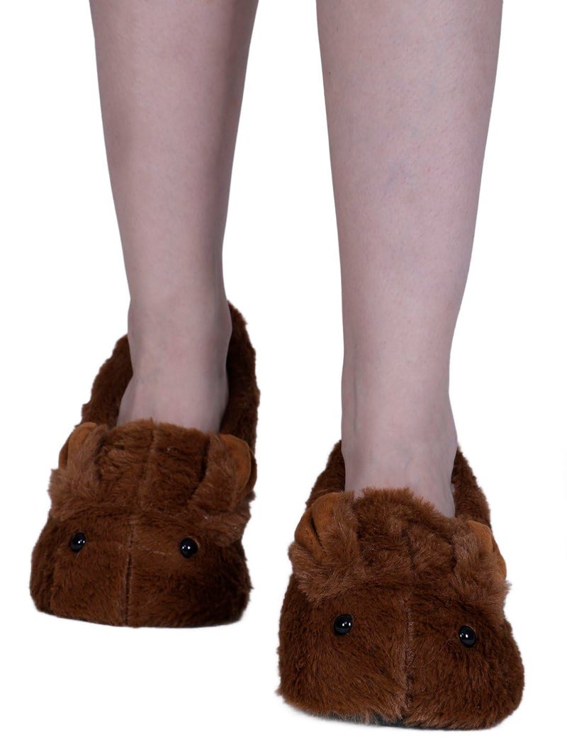 Dollar Women Anti-Slip Super Elastic Cotton Indoor Outdoor Floor Slipper Causal No Show Fur Slipper Socks In (Pack of 1), Brown, 6 UK - Image 1
