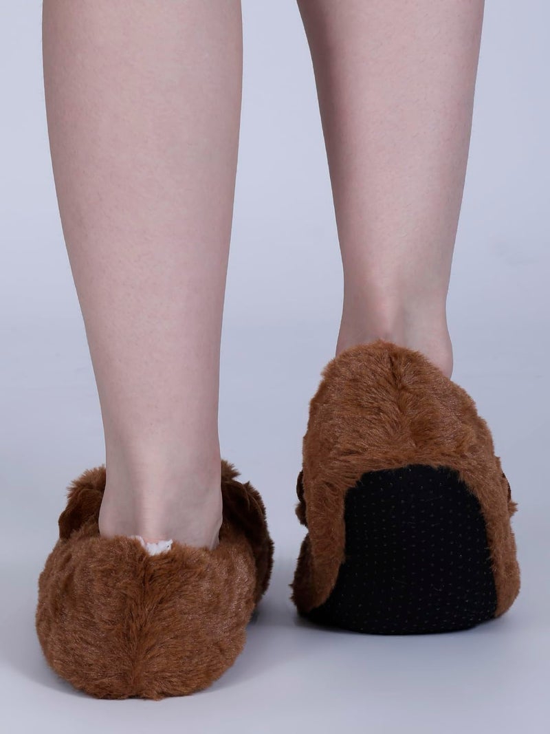 Dollar Women Anti-Slip Super Elastic Cotton Indoor Outdoor Floor Slipper Causal No Show Fur Slipper Socks In (Pack of 1), Brown, 6 UK - Image 4