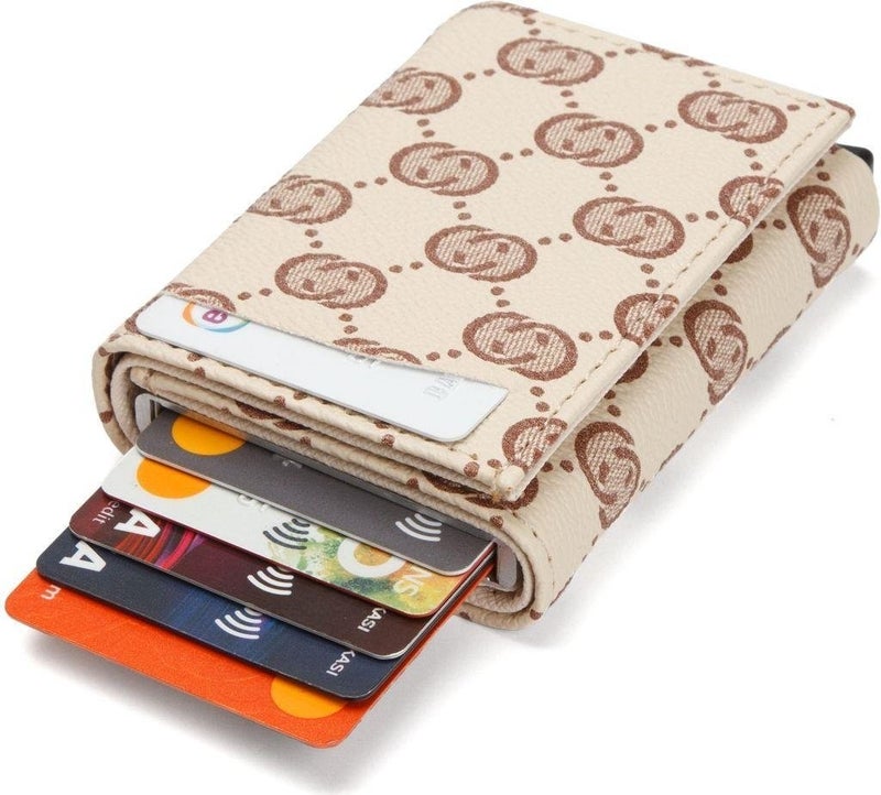Newish Polo Cream Patterned Unisex Wallet and Card Holder with Mechanism  - Image 1