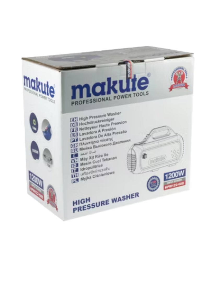 makute 60 Bar Pressure Washer with 1200W  390L/H Flow rate Flexible hose Compact design for Cleaning Vehicles  Patios Courtyards Garden Furniture Windows and more (HPW122-60D) - Image 4