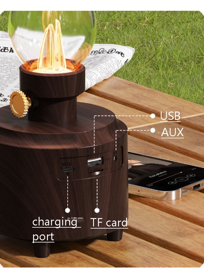 نيوترل مكبر صوت بلوتوث C210 New Vintage Kerosene Lamp-Style مصباح كيروسين رجعي ونظام صوتي في جهاز واحد، يجمع بين تشغيل الموسيقى والمكالمات الهاتفية وراديو FM والإضاءة. مقاوم للماء بمعيار IPX4، مصمم بخبرة للاستخدام في الهواء الطلق والسفر والحفلات والتجمعات. (بني خشبي) - Image 5