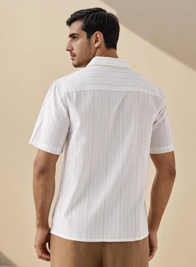 Splash FAV Regular Fit Pinstriped Seersucker Shirt - Image 3