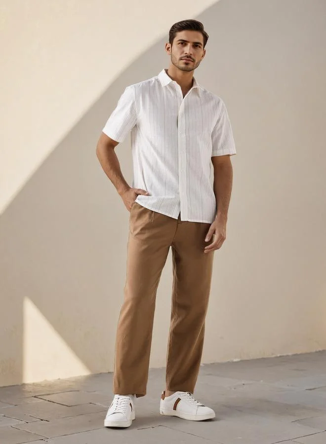 سبلاش فيڤ قميص مخطط من قماش السيرسكر بقصة عادية