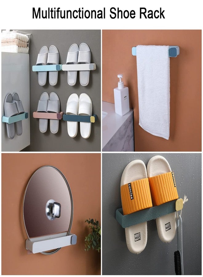 LiveGallery 2 PCS Slippers Rack Wall Mounted Hanging Shoe Holder Self Adhesive Shoe Rack Hanging MultiFunction Simple Convenient Wall Bracket Shoe Organiser for Door Cabinet Motorhome Bathroom Kitchen (Pink&Blue) - Image 3