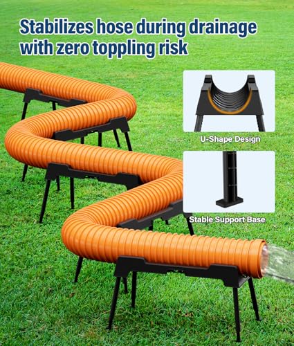 PAHTTO RV Sewer Hose Support 15FT HeavyDuty Camper Waste Hose Holder with 7 Foldable Sections Adjustable Stable Waste Drainage Support with Strap Stackable WeatherResistant Patent Pending - Image 5