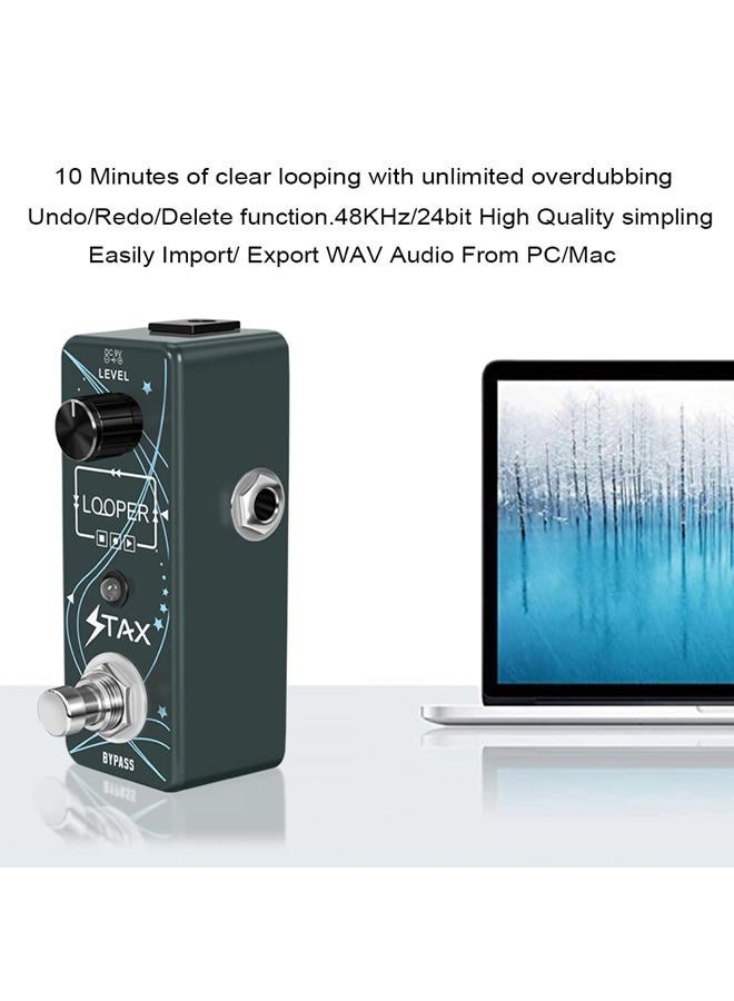 Stax Looper Guitar Pedal Unlimited Overdubs 10 Minutes of Looping, 1/2 time With USB to Import and Export Loop 3Mode Mini Size True Bypass - Image 5