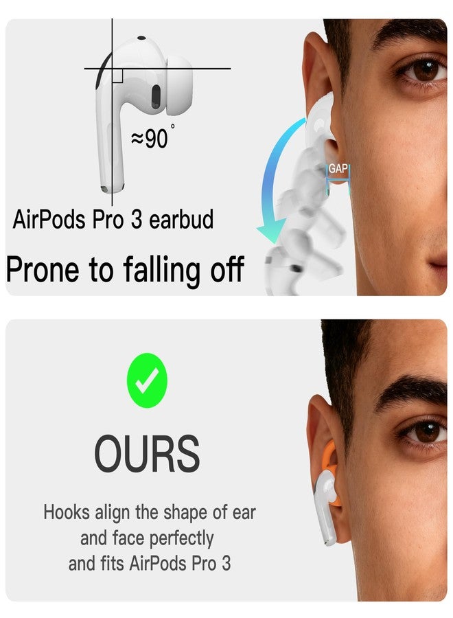 DamonLight 4 Pairs Ear Hooks for AirPods Pro 3 [Added Storage Pouch] Anti Slip Sport Ear Tips Accessories Compatible with AirPods Pro 3rd Generation [2025 Released] S & L (White) - Image 3