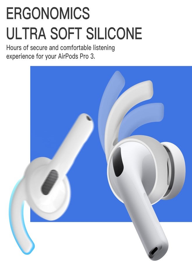 DamonLight 4 Pairs Ear Hooks for AirPods Pro 3 [Added Storage Pouch] Anti Slip Sport Ear Tips Accessories Compatible with AirPods Pro 3rd Generation [2025 Released] S & L (White) - Image 5