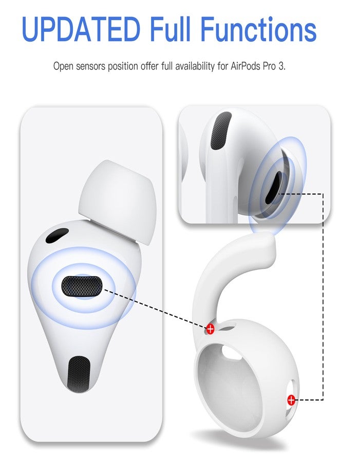 DamonLight 4 Pairs Ear Hooks for AirPods Pro 3 [Added Storage Pouch] Anti Slip Sport Ear Tips Accessories Compatible with AirPods Pro 3rd Generation [2025 Released] S & L (White) - Image 2
