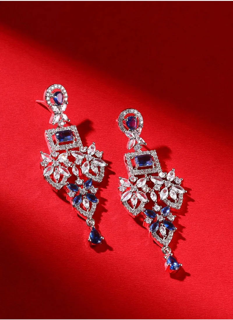 Priyaasi Plated American Diamond Contemporary Drop Earrings